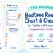 Printable bedtime routine chart and checklist for toddlers and preschoolers